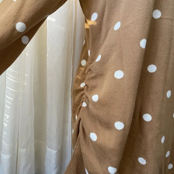 Old Navy Tan Polka Dot Sweater Dress - Picture 3 of 10